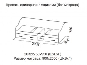 Кровать одинарная с ящиками (Без матраца 0,9*2,0) в Карпинске - karpinsk.magazin-mebel74.ru | фото