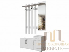 Вешалка с зеркалом 1,0 м №3 Ясень Анкор светлый в Карпинске - karpinsk.magazin-mebel74.ru | фото